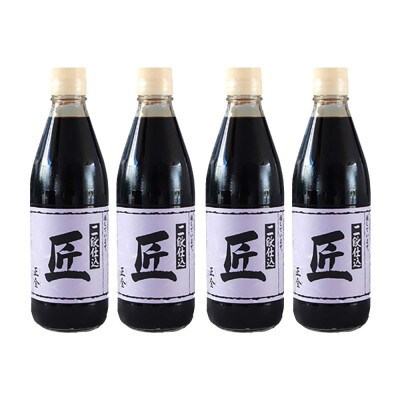 小豆島 桶(こが)仕込 天然醸造 正金醤油　二段仕込 匠 360ml　4本