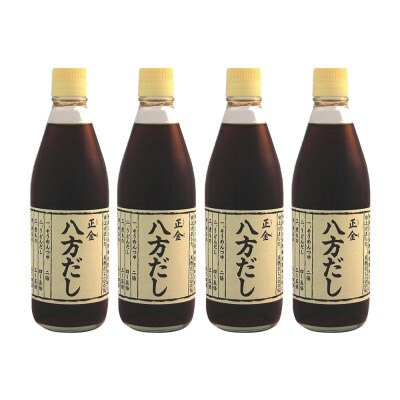 小豆島 桶(こが)仕込 天然醸造醤油 正金醤油 八方だし 360ml　4本