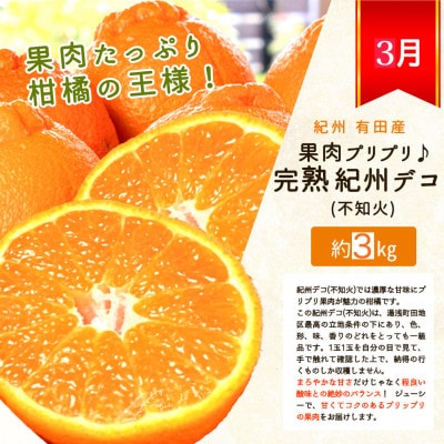 【発送月固定定期便】紀州和歌山産旬のフルーツセット(田村みかん・いちご・紀州デコ)全3回