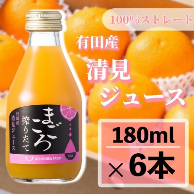 【まごころ搾りたて】清見　100%ジュース　180ml　6本