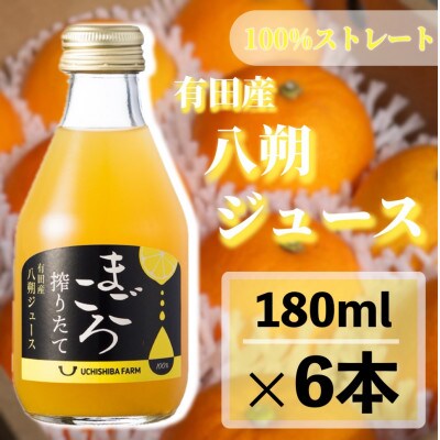 【まごころ搾りたて】八朔　100%ジュース　180ml　6本