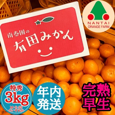 年内発送 完熟早生 有田みかん 特秀 M～SS 3kg 和歌山県 有田川町産