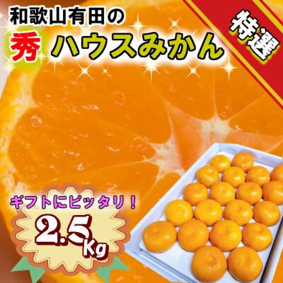 特撰品!和歌山有田の「ハウスみかん」【赤秀】2.5kg　化粧箱入り　ギフトにも　(5月発送分)