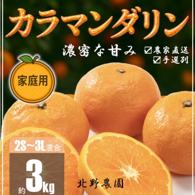 【先行受付】家庭用 訳あり カラマンダリン なつみ 和歌山 有田  2S~3Lサイズ混合 3kg