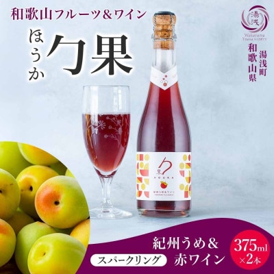 ワインカクテル スパークリング 勹果 ほうか 紀州うめ&赤ワイン 375ml 2本 湯浅ワイナリー