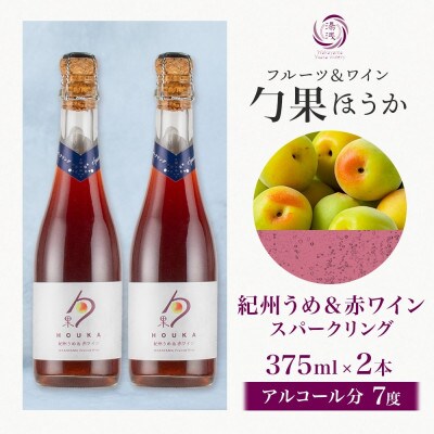 ワインカクテル スパークリング 勹果 ほうか 紀州うめ&赤ワイン 375ml 2本 湯浅ワイナリー