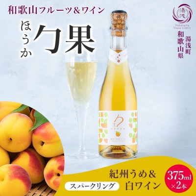 ワインカクテル スパークリング 勹果 ほうか 紀州うめ&白ワイン 375ml 2本 湯浅ワイナリー