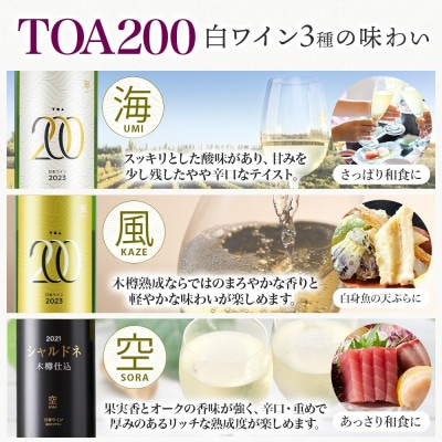 白ワイン3種セット TOA200 熟成ワイン 海・風・空 各2本 計6本 シャルドネ 湯浅ワイナリー