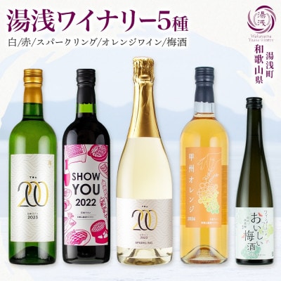 湯浅ワイナリー ワインと梅酒5種セット シャルドネ 赤ワイン オレンジワイン スパークリング 梅酒