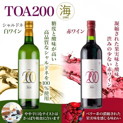赤白ワインセット TOA200 海 赤ワイン 白ワイン 12度 720ml 各1本 湯浅ワイナリー
