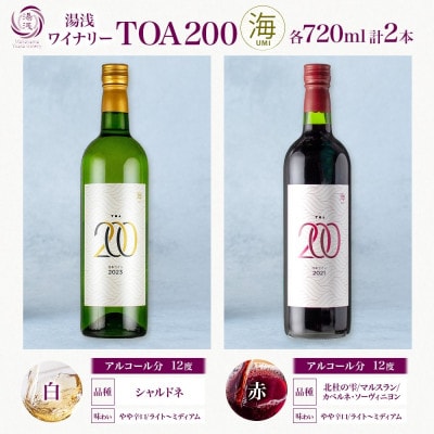 赤白ワインセット TOA200 海 赤ワイン 白ワイン 12度 720ml 各1本 湯浅ワイナリー