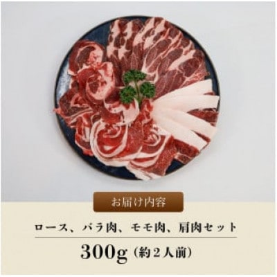 猪肉スライス(猪ロース、猪バラ肉、猪モモ肉、肩肉)ミックス合計300g (約2人前)