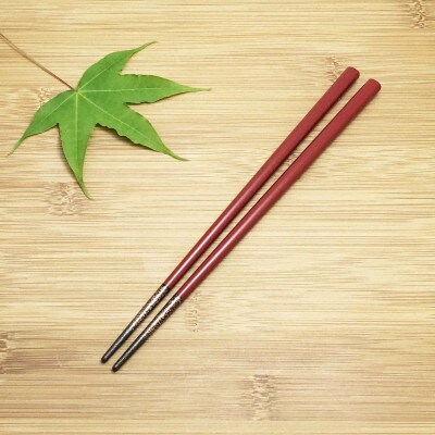 山中漆器　うるしけんこう箸　能登ヒバ漆塗(朱)　_22233