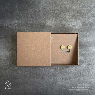 加賀水引細工　イヤリング　花　ゴールド　_26019