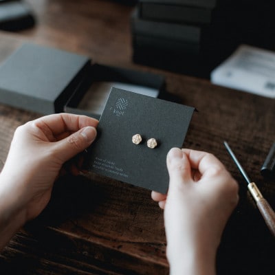 加賀水引細工　ピアス　花　ゴールド　_26020