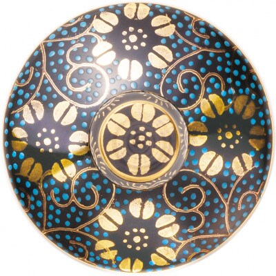 九谷焼　九谷和グラス　麦酒グラス(斜)　ペア(青粒鉄仙・白粒鉄仙)　_22195