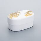 山中漆器　花丸春秋小判弁当(白)　_23047