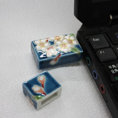 九谷焼　USBメモリ　紺地桜　_22183
