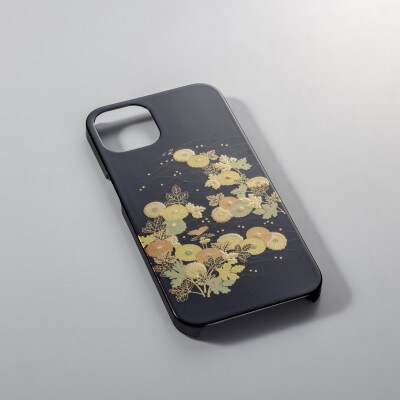 山中漆器　iPhone14　Pro　高盛り蒔絵カバー　小菊　_23054