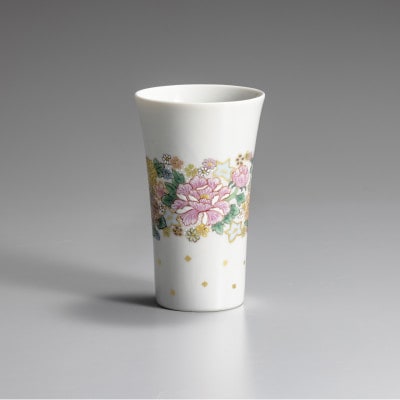九谷焼　フリーカップ　帯花詰飛び金箔　_22188