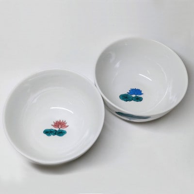 九谷焼　組飯椀　カエルとハス　_26021