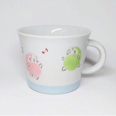 九谷焼　こども飯椀・マグセット　だるまちゃん　ブルー　_26023