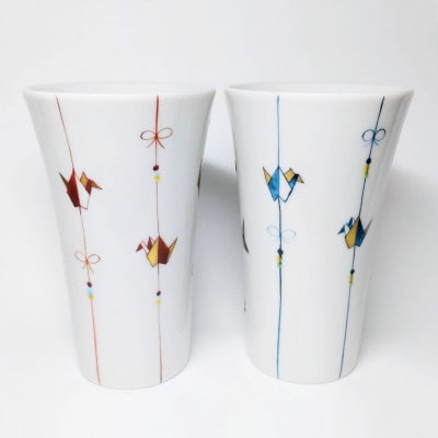 九谷焼　ペアフリーカップ小　折鶴　_26024