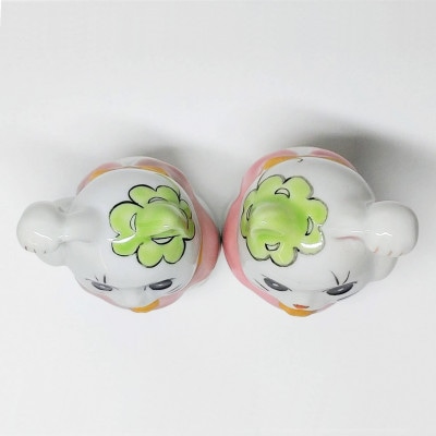 九谷焼　ペア招き猫　クローバー　_26025