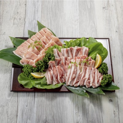 能登豚詰め合わせ　バラ　焼肉用　500g、ロース　しゃぶしゃぶ用　500g　_22400
