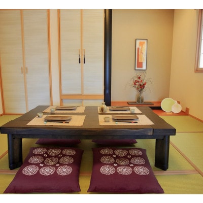 5枚組 座布団 王朝 銘仙判 綿100% 和調 5枚セット クッション_エンジ_【G0698】