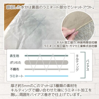 「MIMI」 洗える防水ペットマット 3連結リアシート用 犬・猫用 大判_ブラウン【G0372】