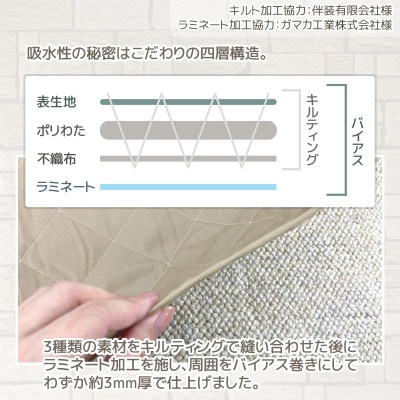 「MIMI」 洗える防水ペットマット 100×140cm 犬・猫用_ブラウン【G0374】