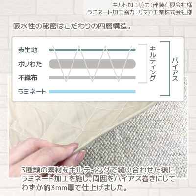 「MIMI」 洗える防水ペットマット 70×100cm 犬・猫用 小型犬_アイボリー【G0376】