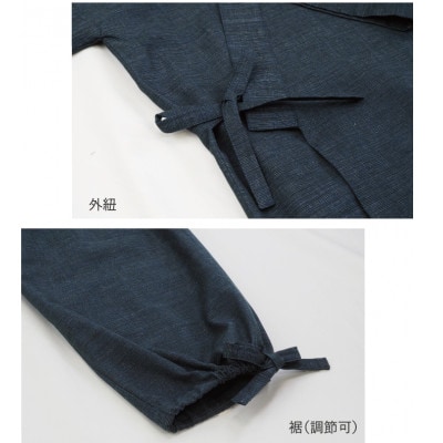 三河木綿 作務衣 メンズ 上下セット 黒 ブラック Mサイズ _【G0535】