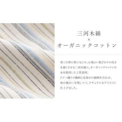 新織　三河木綿　前開きワンピース　3L / ブルー_【G0670】