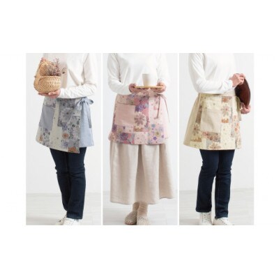 【日本製】 三河木綿 春色 和柄 カフェエプロン　ピンク_【G0537】