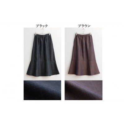 三河木綿　フレアスカート　LL / ブラック_【G0669】