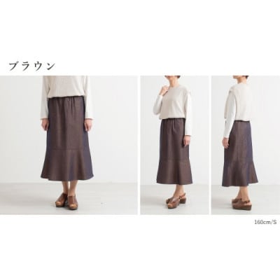 三河木綿　フレアスカート　3L /ブラウン_【G0669】
