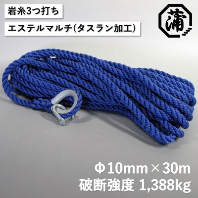 蒲印のアンカーロープ 片側シンブル加工 G2T-A (10mm×30m) _【G0633】