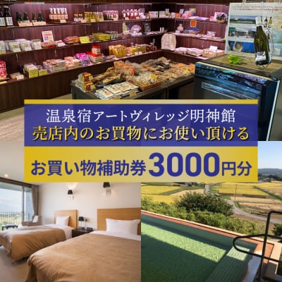信州八重原温泉 アートヴィレッジ明神館 お買い物補助券 3,000円分