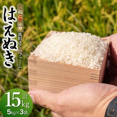 【令和6年産】  馬町さくらファームのはえぬき 精米 15kg(5kg×3袋)　K-648