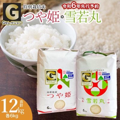 【令和6年産】山形県鶴岡産　Gセレクション つや姫・雪若丸精米　各6kg　A86-001　