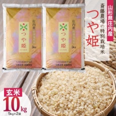 斎藤農場の特別栽培米つや姫 玄米10kg(5kg×2)A55-002