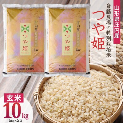 斎藤農場の特別栽培米つや姫 玄米10kg(5kg×2)A55-002