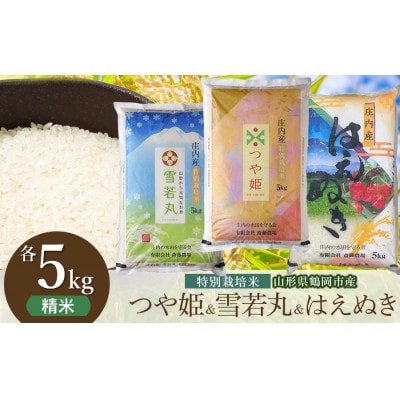 【令和8年産】斎藤農場の特別栽培米つや姫・雪若丸・はえぬき 精米各5kg [K-8120]