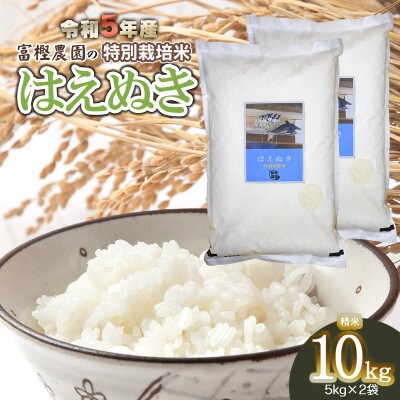【令和5年産】富樫農園の特別栽培米はえぬき10kg　精米　A15-008