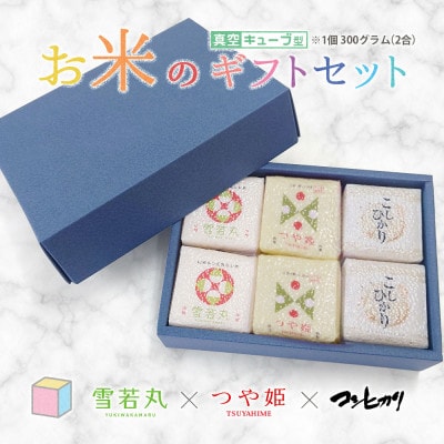 真空キューブ米 詰め合わせ 300g(2合)×6個 山形県産 つや姫/雪若丸/コシヒカリ