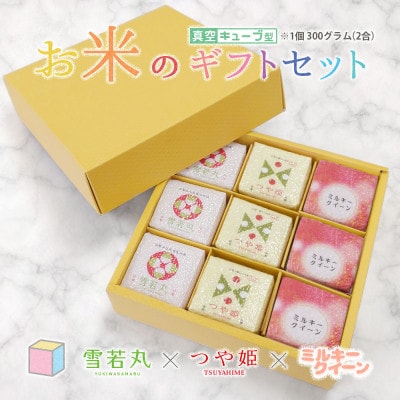 真空キューブ米 詰め合わせ 300g(2合)×9個 山形県産 つや姫/雪若丸/ミルキークイーン