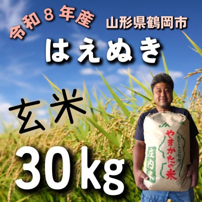 令和8年産先行受付　山形県鶴岡市『はえぬき (庄内米)』　玄米 30kg