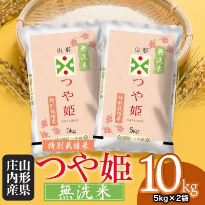 令和4年産 山形県 庄内産 特別栽培米 つや姫 BG無洗米 10kg(5kg×2袋) そのまま炊ける
